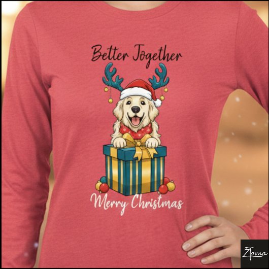 Christmas Golden Retriever Gift Graphic Reindeer トライブレンドＴシャツ