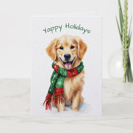 Christmas Golden Retriever In Snowflakes シーズンカード (正面)