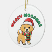 Christmas Golden Retriever Ornament: Merry Woofmas セラミックオーナメント (左)