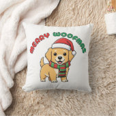 Christmas Golden Retriever Pillow: Merry Woofmas クッション (ブランケット)