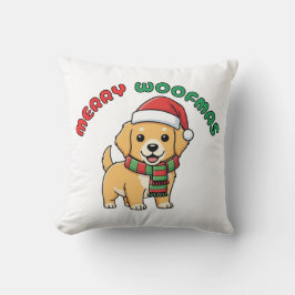 Christmas Golden Retriever Pillow: Merry Woofmas クッション