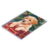 Christmas Golden Retriever Puppy Present ノートブック (左側)