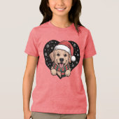 Christmas Golden Retriever - Santa Dog トライブレンドＴシャツ (正面)