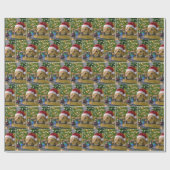 Christmas Golden Retriever Watching a Toy Train ラッピングペーパー (フラット)