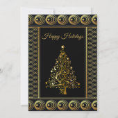 Christmas Golden Tree Holidays Elegant Party 招待状 (裏面)