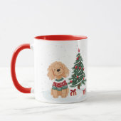 Christmas Goldendoodle Dog マグカップ (左)