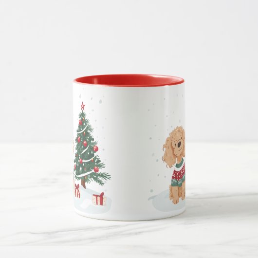 Christmas Goldendoodle Dog マグカップ (中央)