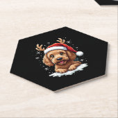 Christmas Goldendoodle Dog Reindeer Holiday Doodle ペーパーコースター (アングル)