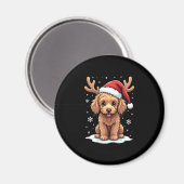 Christmas Goldendoodle Dog Reindeer Holiday Doodle マグネット (正面/裏面)