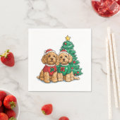 Christmas Goldendoodle Dogs スタンダードカクテルナプキン (インサイチュ)