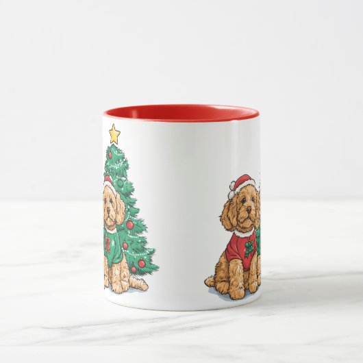 Christmas Goldendoodle Dogs マグカップ (中央)