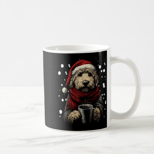 Christmas Goldendoodle Santa Hat Coffee Lover Funn コーヒーマグカップ (右)