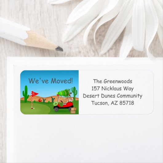 Christmas Golf Cart  Moving Boxes Desert Course ラベル (インサイチュ)