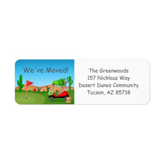 Christmas Golf Cart  Moving Boxes Desert Course ラベル (正面)