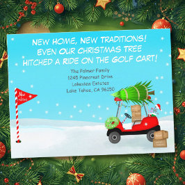 Christmas Golf Cart With Moving Boxes Golf 案内ポストカード