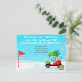 Christmas Golf Cart With Moving Boxes Golf 案内ポストカード (スタンド正面)