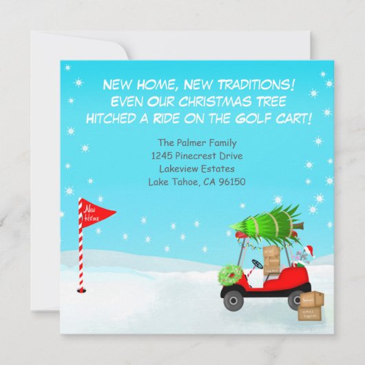 Christmas Golf Cart With Moving Boxes Golf  案内状 (正面)