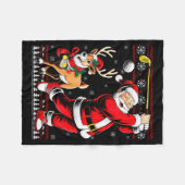Christmas Golf Santa Golfer Christmas Pajama Reind フリースブランケット (正面(横))