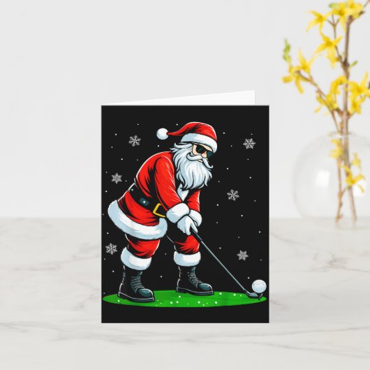 Christmas Golf Santa Golfer Xmas Funny Christmas G カード (黄色い花)