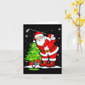 Christmas Golf Santa Golfer Xmas Funny Christmas G カード (黄色い花)