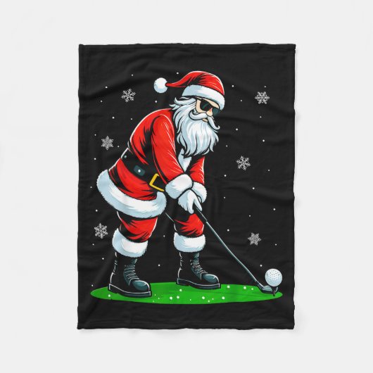 Christmas Golf Santa Golfer Xmas Funny Christmas G フリースブランケット (正面)