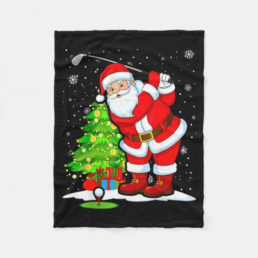 Christmas Golf Santa Golfer Xmas Funny Christmas G フリースブランケット (正面)