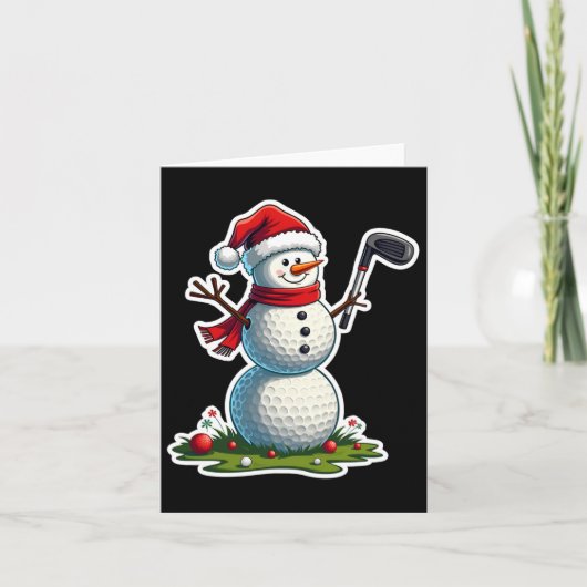 Christmas Golf Snowman Santa Hat Funny Golf Lover  カード (正面)