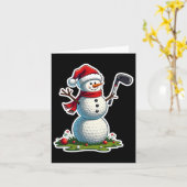Christmas Golf Snowman Santa Hat Funny Golf Lover  カード (黄色い花)