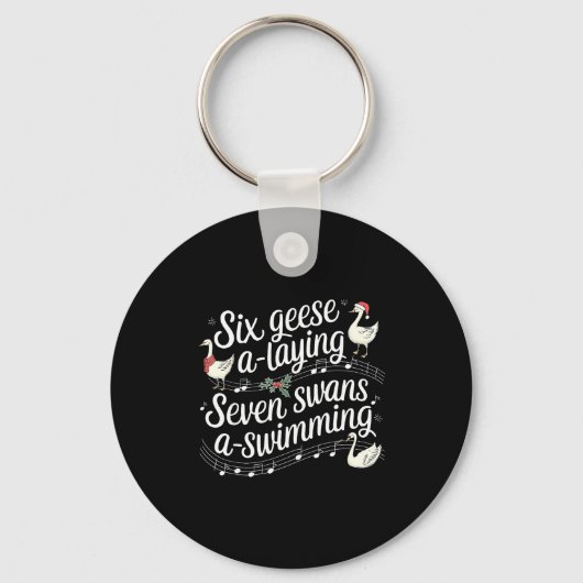 Christmas Goose 67 6 Geese A Laying 7 Swans A Swim キーホルダー (正面)
