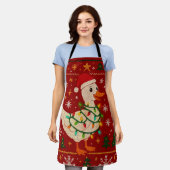 Christmas Goose Apron – Cute Holiday Goose  エプロン (着用した状態)