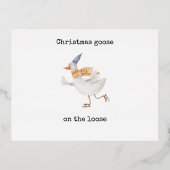 Christmas Goose On The Loose 箔シーズンポストカード (正面)