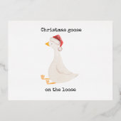 Christmas Goose On The Loose 箔シーズンポストカード (正面)
