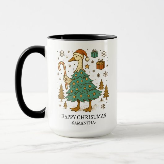 Christmas Goose Tree Coffee Mug Gift for Coworker マグカップ (左)