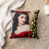 Christmas Goth Girl Holly Holiday Ornament クッション (ブランケット)