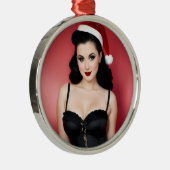 Christmas Goth Girl in Hat Holiday Ornament メタルオーナメント (右)