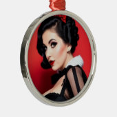 Christmas Goth Girl Shy Holiday Ornament メタルオーナメント (右)