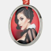 Christmas Goth Girl Shy Holiday Ornament メタルオーナメント (左)