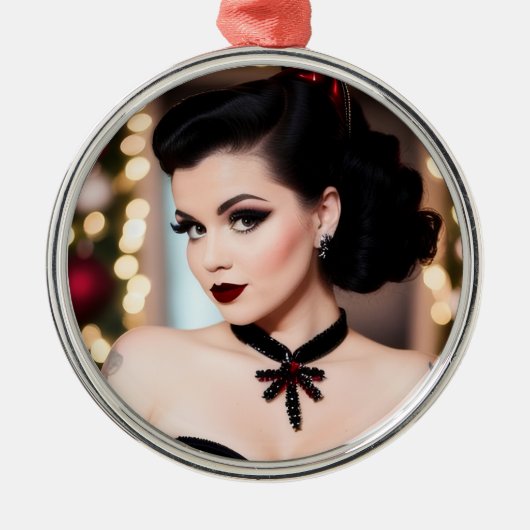Christmas Goth Girl Xmas Holiday Ornament メタルオーナメント (正面)