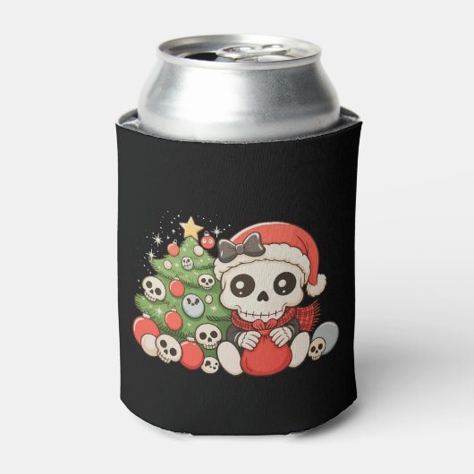 Christmas Gothic Cute Skeleton Skull Xmas Holiday 缶クーラー (缶正面)