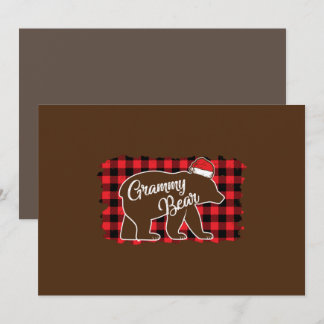 Christmas Grammy Bear Christmas Red Plaid Buffalo 招待状