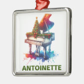 Christmas Grand Piano Custom Name メタルオーナメント (左)