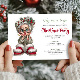 Christmas Grandma Cartoon Party Event Invitation 招待状