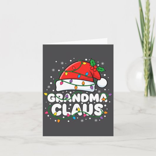 Christmas Grandma Claus Santa Hat Christmas Lights カード (正面)