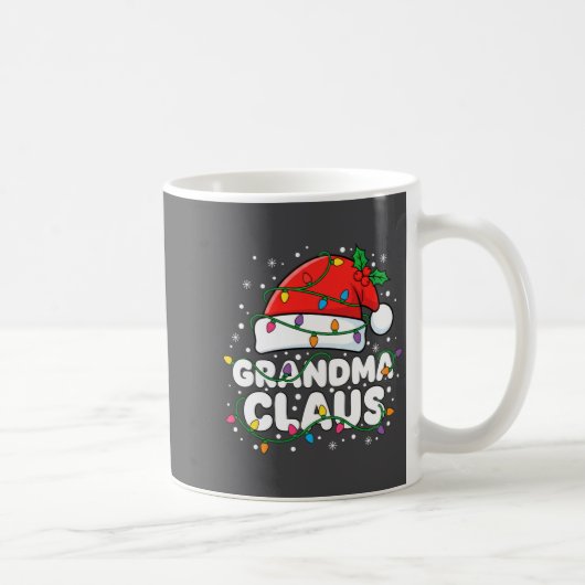 Christmas Grandma Claus Santa Hat Christmas Lights コーヒーマグカップ (右)