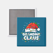 Christmas Grandma Claus Santa Hat Christmas Lights マグネット (正面/裏面)