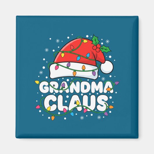 Christmas Grandma Claus Santa Hat Christmas Lights マグネット (正面)