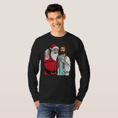 Christmas Graphic Santa and Jesus Jingle Bros Milk Tシャツ (正面フル)