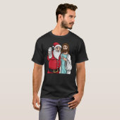 Christmas Graphic Santa and Jesus Jingle Bros Milk Tシャツ (正面フル)
