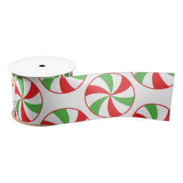Christmas Green and Red Candy Cane Gift Ribbon サテンリボン