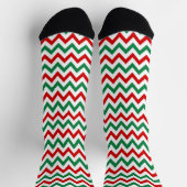 Christmas Green and Red Chevron Print Socks ソックス (上部)